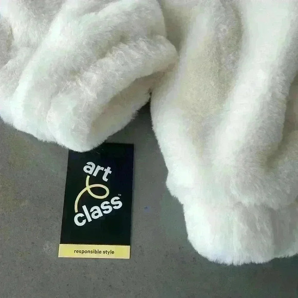 Art Class Girl's Off White Sherpa Fleece Fluffy Pullover Hooded Jacket Size XL - Picture 6 of 7